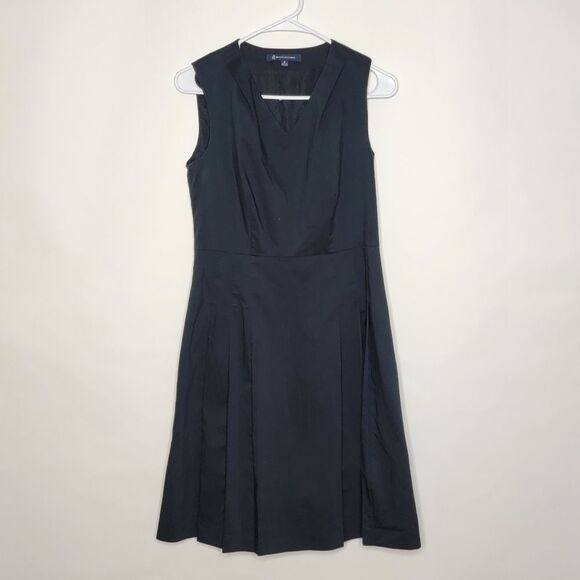 Brooks Brothers Fit and Flare Pleated Black Midi Dress - Picture 5 of 7